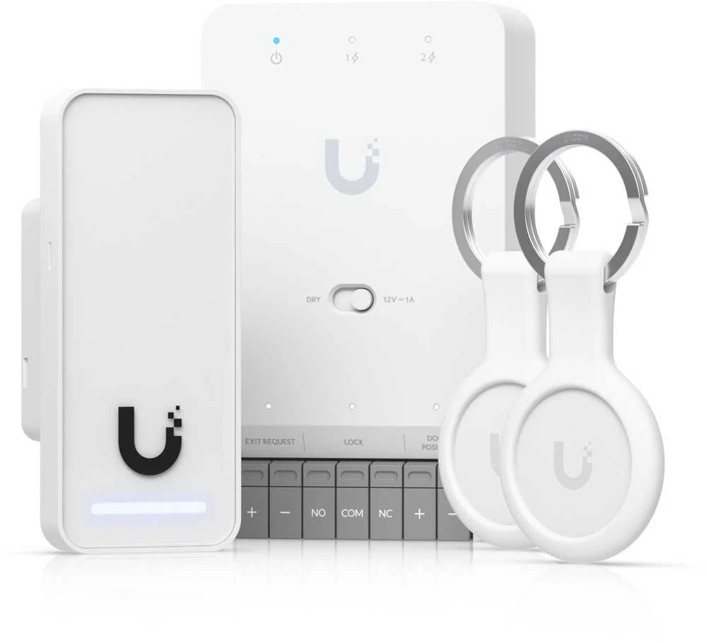 „UBIQUITI G3“ PRADINIŲJŲ RINKINYS. PAPRASTAS, VISKAS VIENAME RINKINYS, SKIRTAS VIENOMS DURIMS VALDYTI VIENU SKAITYTUVU. PALAIKO SKLANDŲ NUSTATYMĄ IR „APPLE TOUCH PASS“, KAD SKIRTA MODERNIAI IR SAUGIAI PRIEIGOS KONTROLEI.