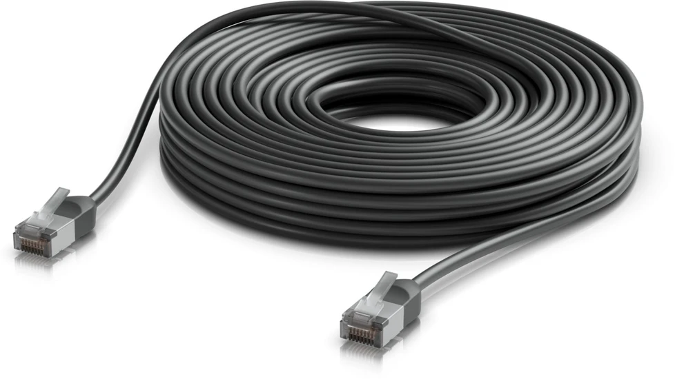 Ubiquiti Patchcord, Cat 6a, F/UTP, 15m, juoda (UACC-CABLE-PATCH-OUTDOOR-C6A-15M-BK)