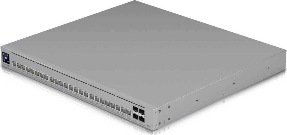 Šakotuvas „UBIQUITI PRO HD 24 POE“ PROFESIONALIOS LYGIO, 3 SLUOKSNIO „ETHERLIGHTING®“ KOMUTATORIUS SU (2) 10 GBE POE++, (22) 2,5 GBE POE++ IR (4) 10G SFP+ PRIEVADAIS. BENDRA POE GALIOS GALIMA 600 W.