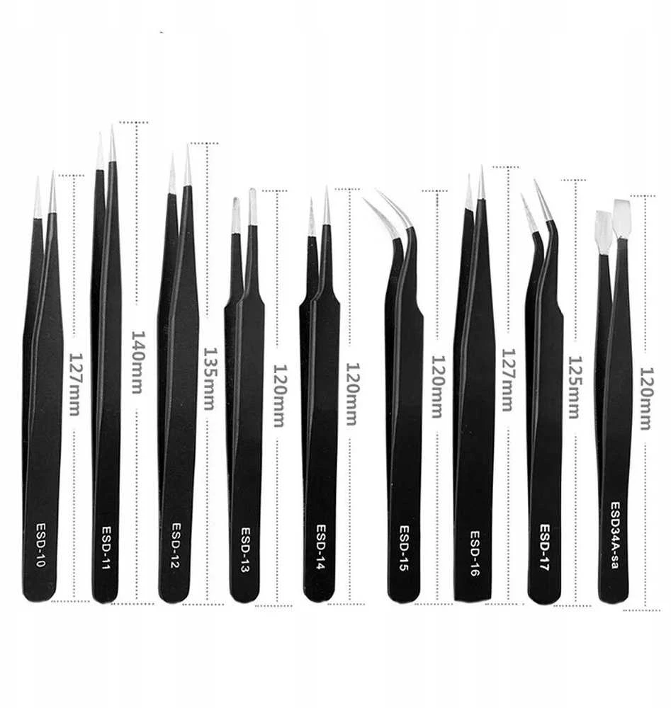 Metalinių pincetų rinkinys UF-TOOLS - ESD-9 (9vnt)