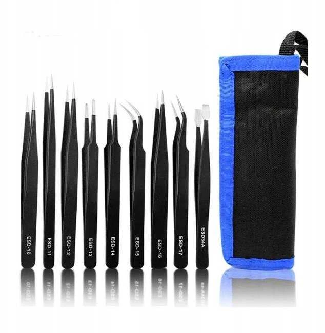 Metalinių pincetų rinkinys UF-TOOLS - ESD-9 (9vnt)