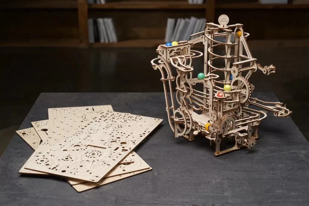 Dėlionė Puzzle 3D Tor Kulkowy Wyciągniki Spiralny Ugears