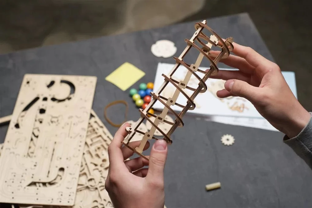 Dėlionė Puzzle 3D Tor Kulkowy Wyciągniki Spiralny Ugears