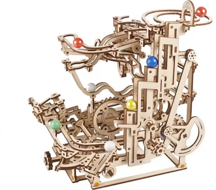 Marble Run – lygių keltuvas – mechaninis sulankstomas modelis – fanera – 315 elementų – Ugearsmodels