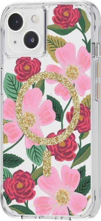 Rifle Paper Clear MagSafe - dėklas decorated in auksinis skirtas Apple iPhone 14 / Apple iPhone 13 Rose Garden