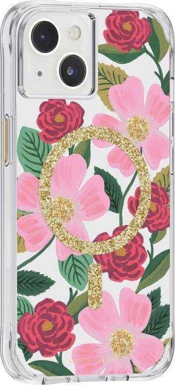 Rifle Paper Clear MagSafe - dėklas decorated in auksinis skirtas Apple iPhone 14 / Apple iPhone 13 Rose Garden