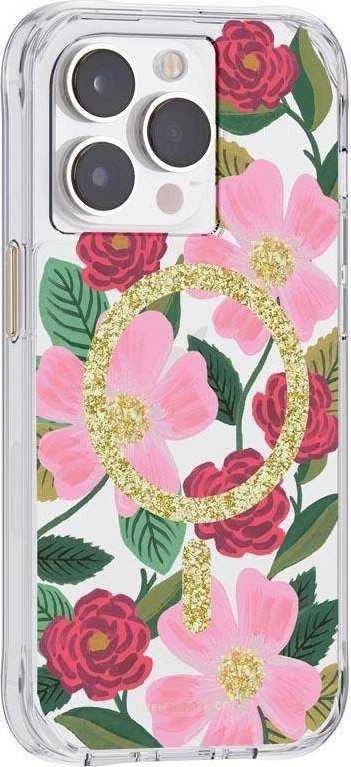 Dėklas Rifle Paper Clear MagSafe - Case decorated in auksinis for Apple iPhone 14 Pro Rose Garden
