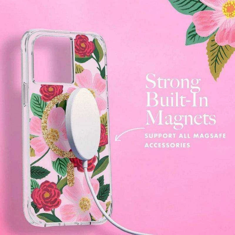 Rifle Paper Clear MagSafe - dėklas decorated in auksinis skirtas Apple iPhone 14 / Apple iPhone 13 Rose Garden