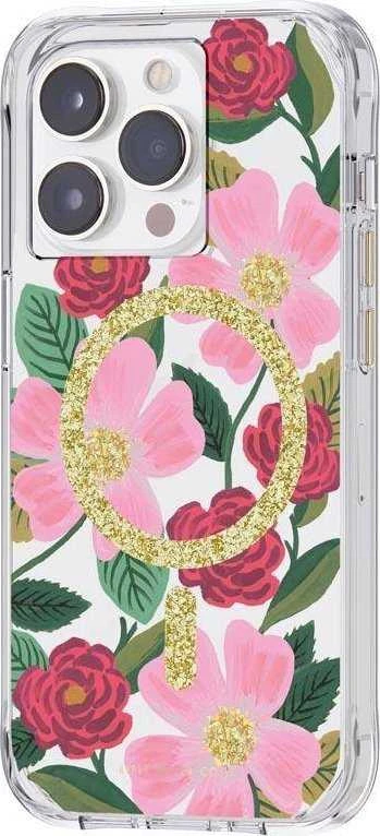 Dėklas Rifle Paper Clear MagSafe - Case decorated in auksinis for Apple iPhone 14 Pro Rose Garden