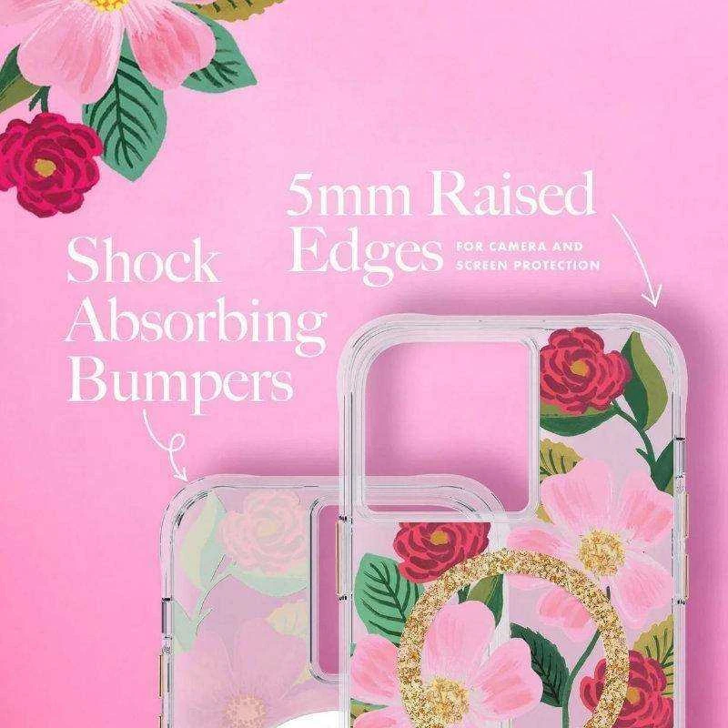 Rifle Paper Clear MagSafe - dėklas decorated in auksinis skirtas Apple iPhone 14 / Apple iPhone 13 Rose Garden