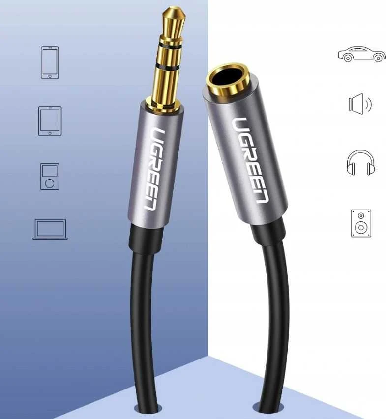 UGREEN AUX kabelio prailginimas į mini 3.5mm 2m - Juodas