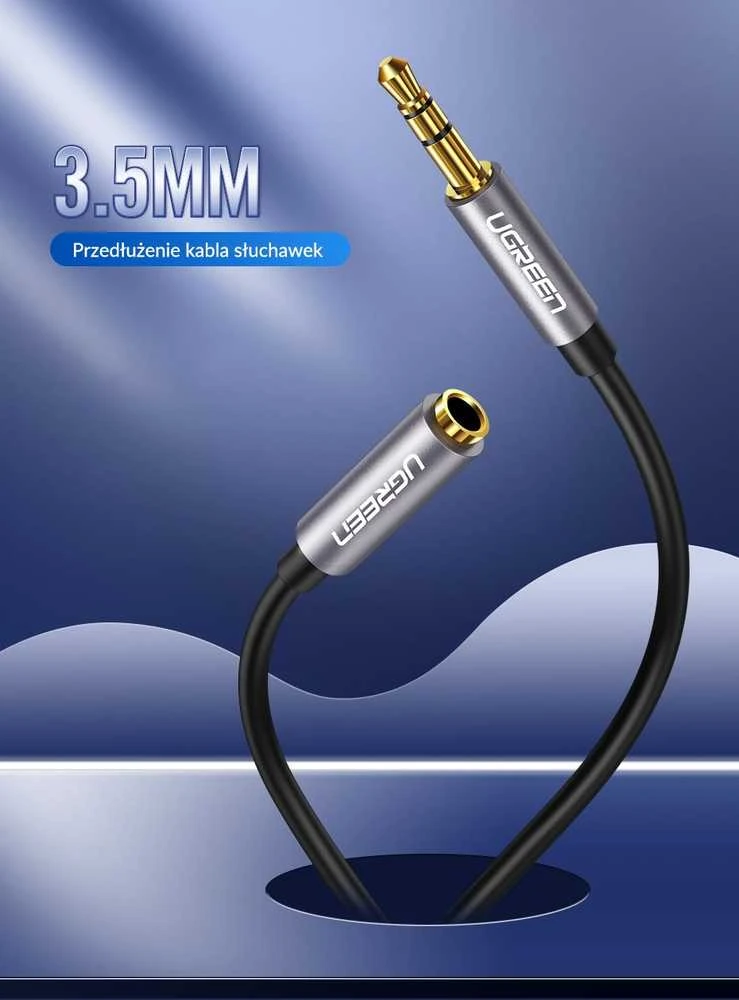 UGREEN AUX kabelio prailginimo mini lizdas 3.5 mm, 5 m (juodas)