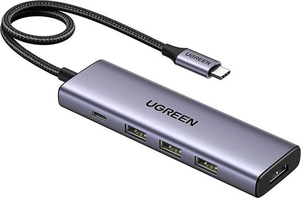 Adapteris Ugreen CM511 USB-C to HDMI 1.4 + 3xUSB-A + USB-C PD100W pilkas