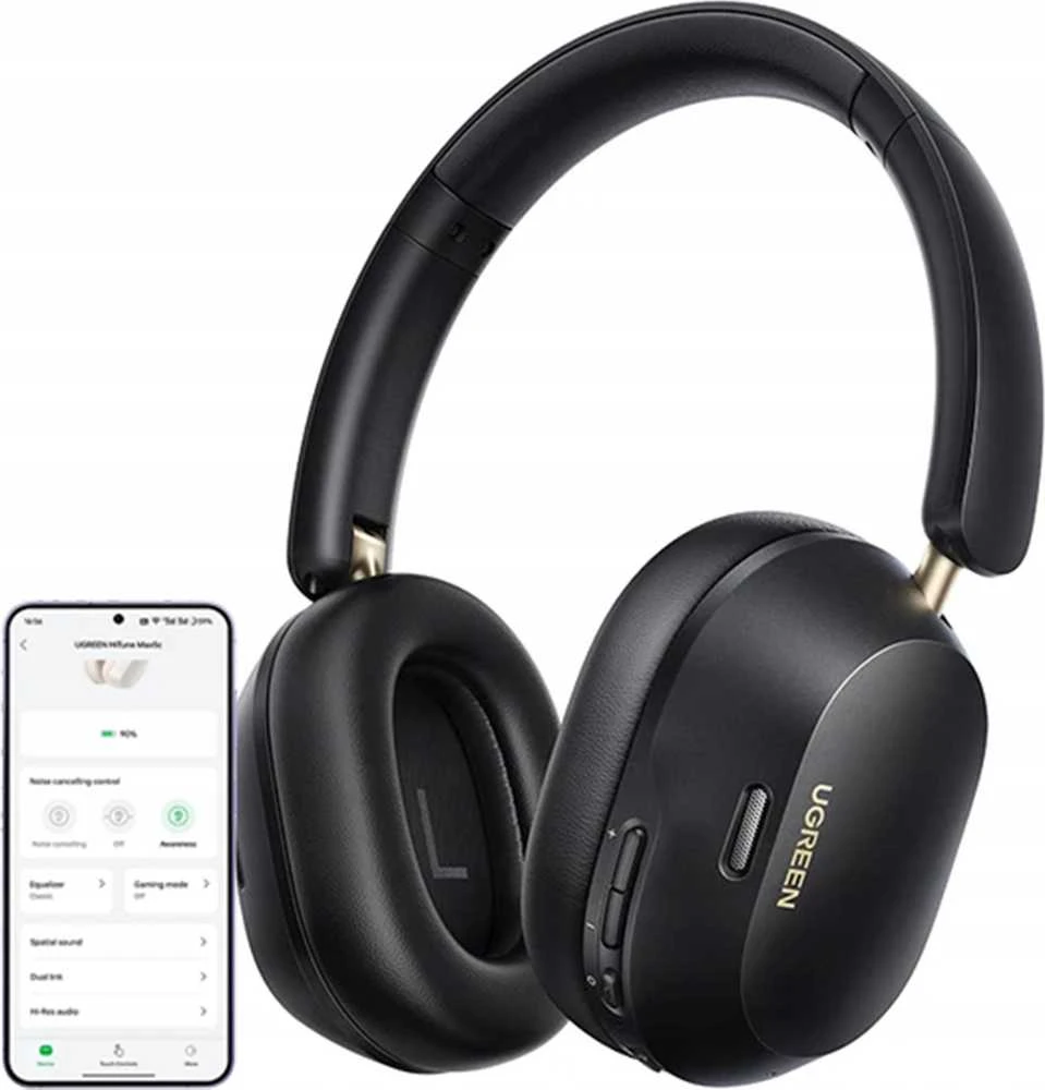 Ausinės belaidės Ugreen HiTune Max 5C, Hybrid ANC, Bluetooth 5.4 (juoda)