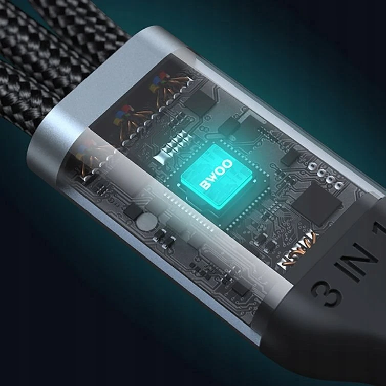BWOO greitas 3 in 1 USB 3A įkrovimo kabelis X274