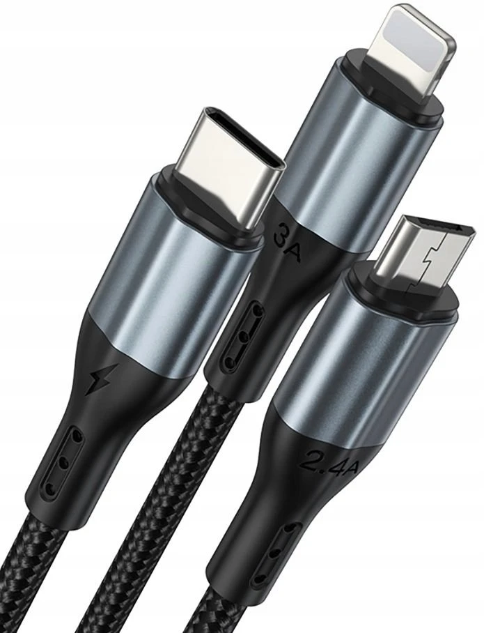 BWOO greitas 3 in 1 USB 3A įkrovimo kabelis X274