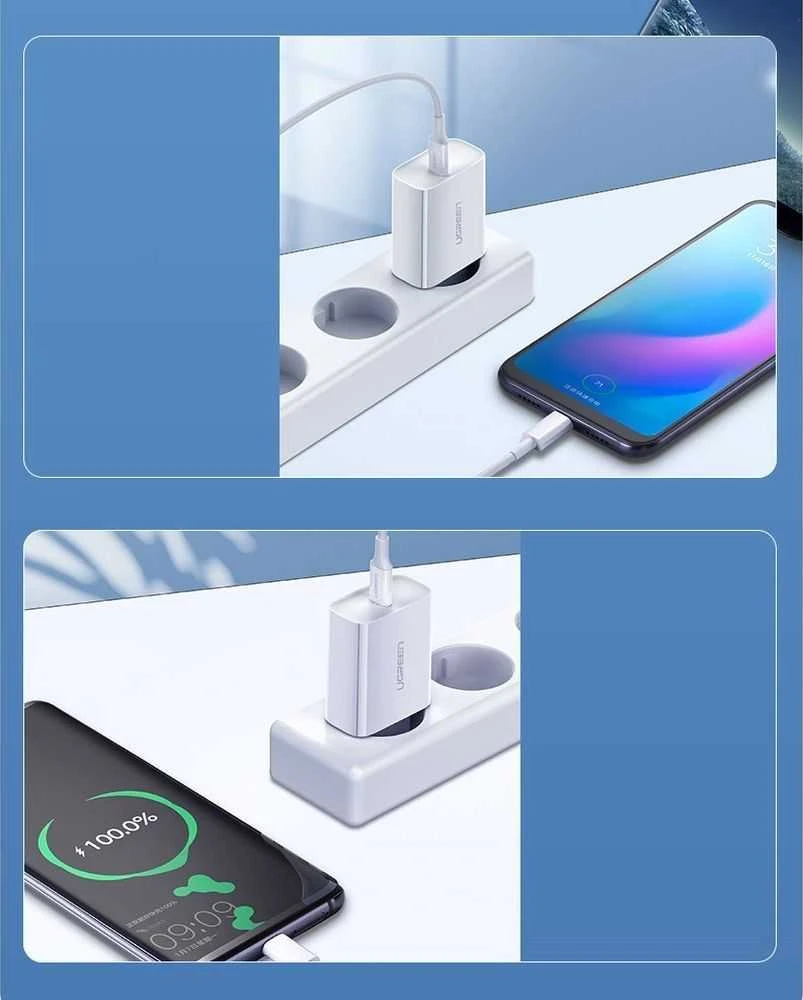 UGREEN CD137, 20W PD 3.0 USB-C sieninis įkroviklis (baltas)