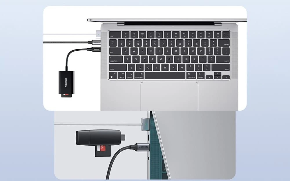 Atminties kortelė Ugreen Atminties kortelių Micro SD, SD skaitytuvas USB-C 3.1, juodas