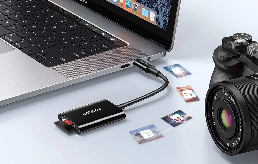 Atminties kortelė Ugreen Atminties kortelių Micro SD, SD skaitytuvas USB-C 3.1, juodas