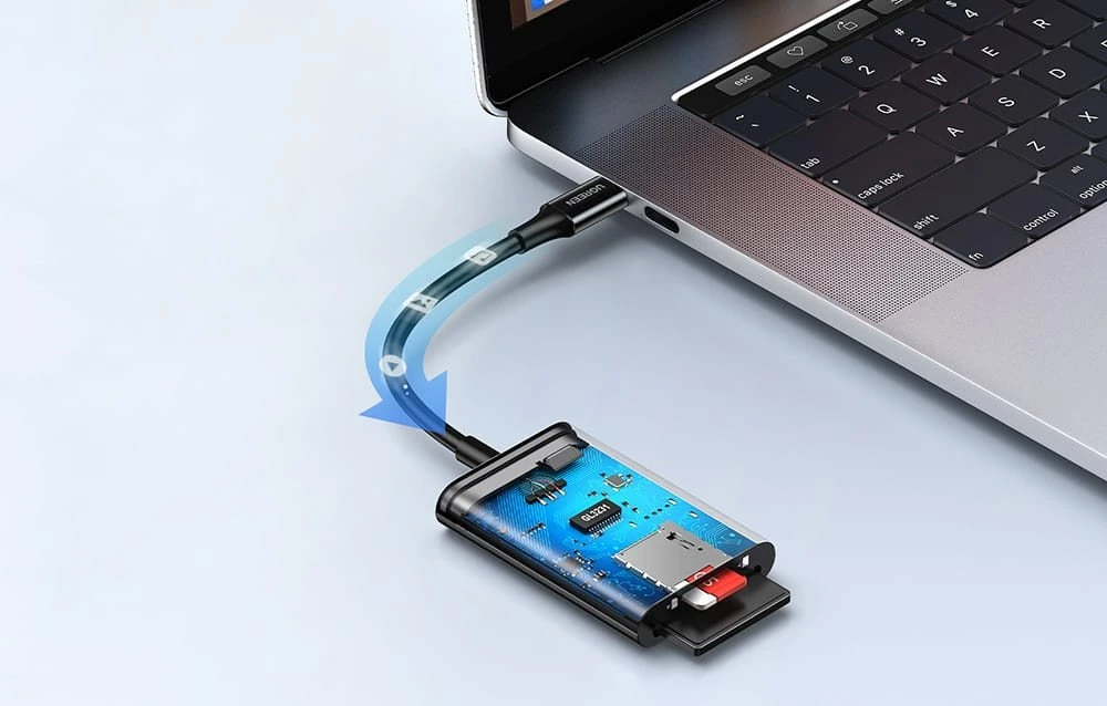 Atminties kortelė Ugreen Atminties kortelių Micro SD, SD skaitytuvas USB-C 3.1, juodas