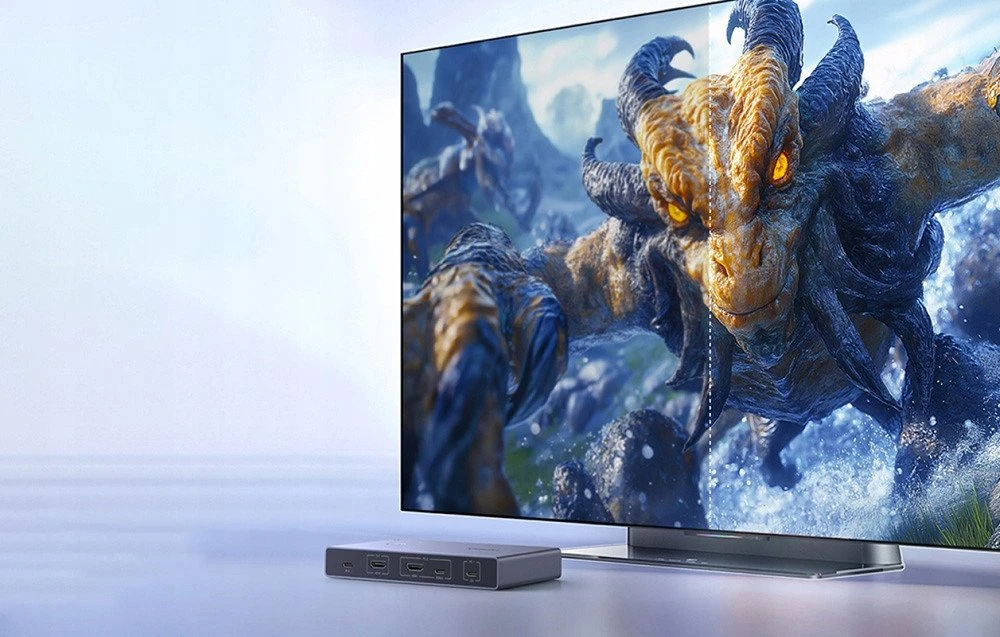 Ausinės „Ugreen“ USB-C + HDMI 4K 60Hz 2 viename KVM jungiklis – rutulinis