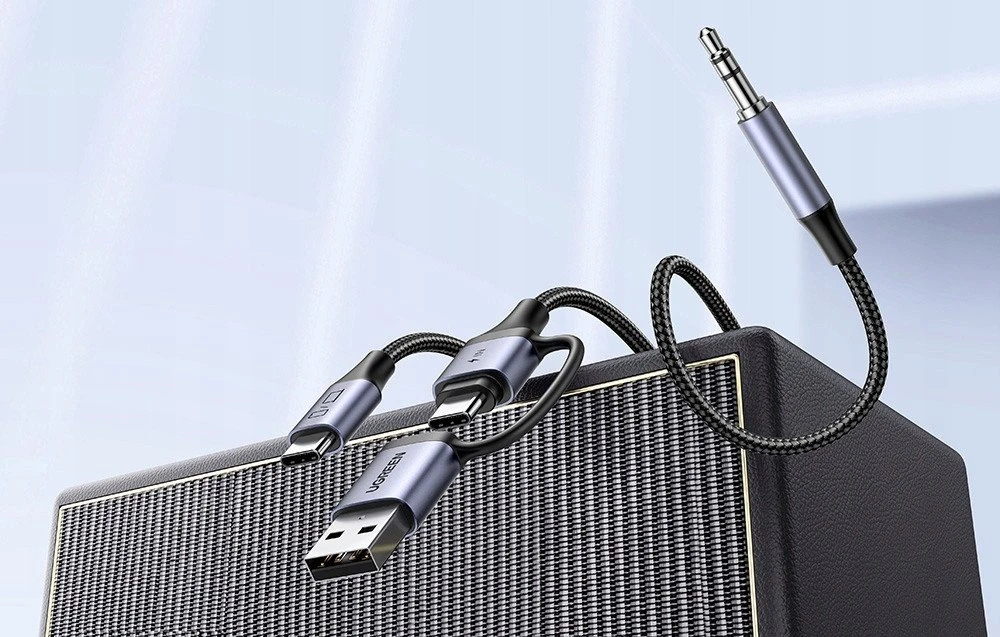 Adapteris audio Ugreen su funkcijakowanie 2in1 USB-C - USB-A/C + mini lizdas - juoda
