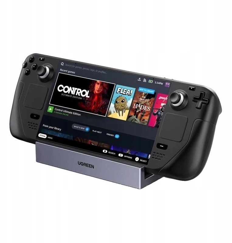 Doko stotelė Ugreen CM800 6w1, do konsol przenośnych Steam Deck / Asus ROG Ally, USB-C do HDMI 4K 120Hz, 2x USB, USB-C, RJ45 (pilka)