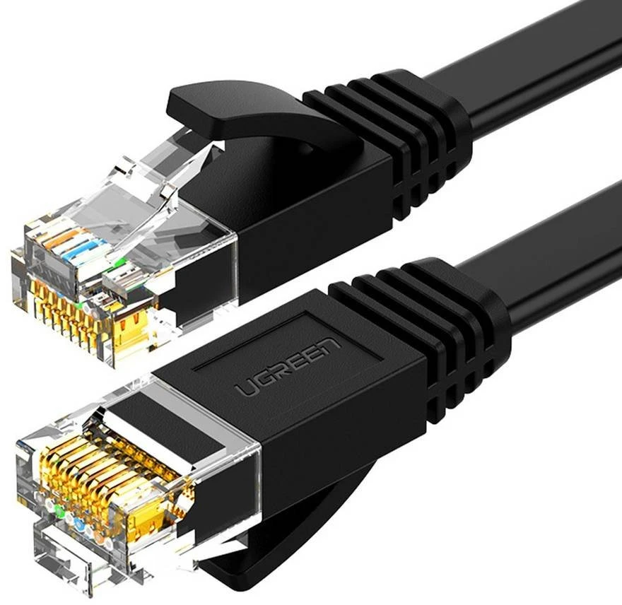 UGREEN Ethernet plokščias kabelis RJ45 Cat.6 UTP 0.5m - Juodas