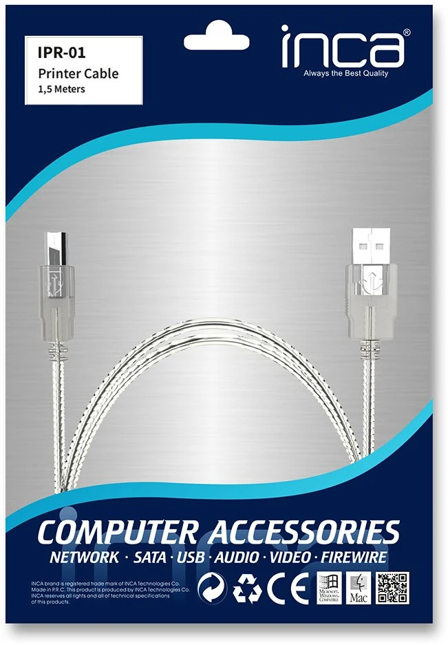 Ugreen Inca IPR-01 kabelis USB USB 2.0 1,5 m USB B 0,48 Gbit/s Permatomas