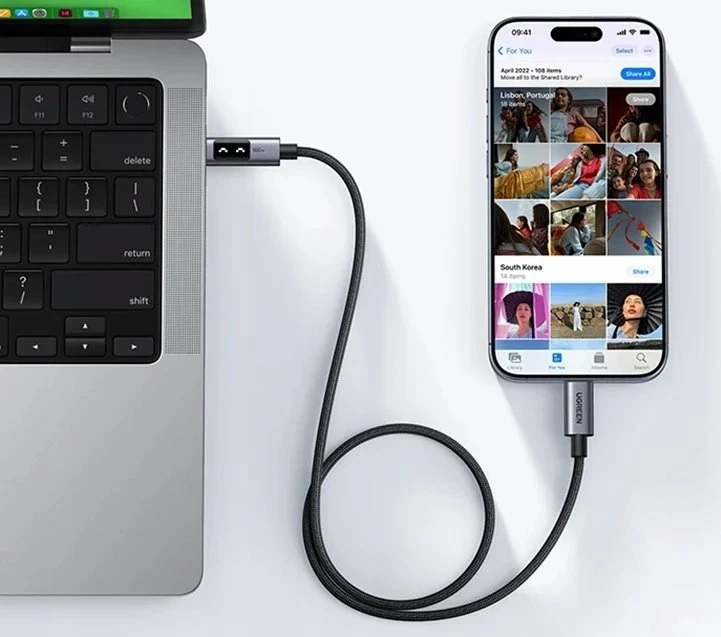 UGREEN Uno USB-C – USB-C kabelis, PD greitasis įkrovimas, 5A, 1 m