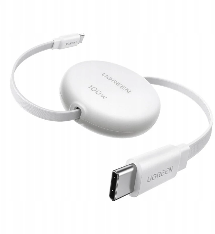 Ugreen Ugreen L531 USB-C į USB-C kabelis, PD 100W, susukamas, 1m (baltas)