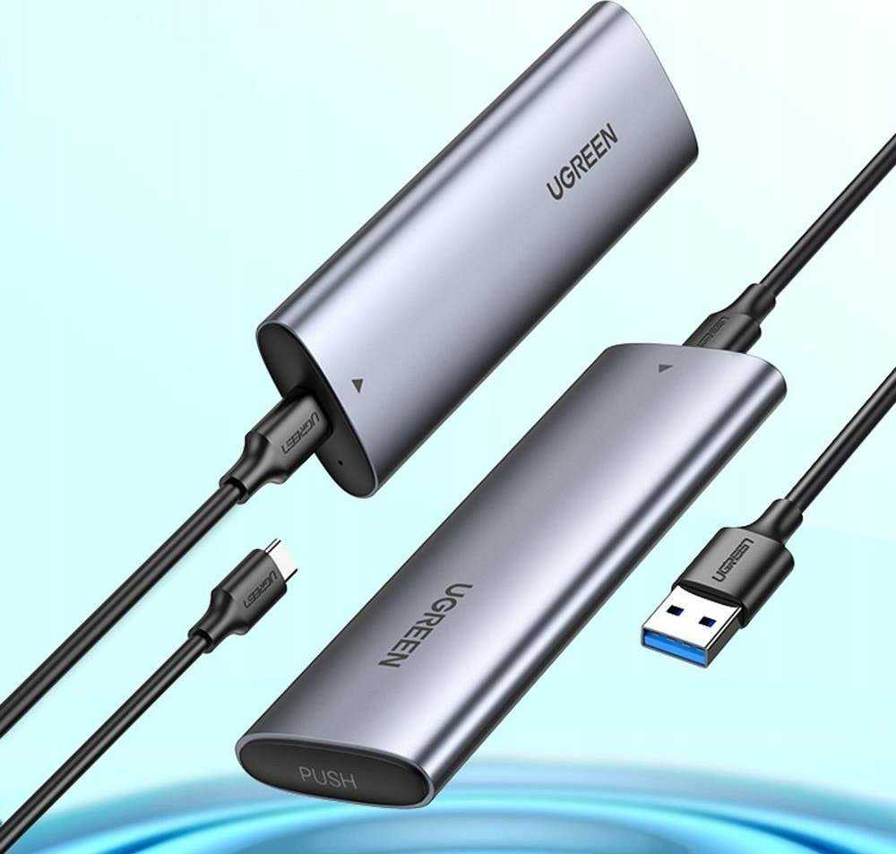 Ugreen Išorinis korpusas SSD M.2 NGFF SATA 3.0 5Gbps (USB-C lizdas), pilkas