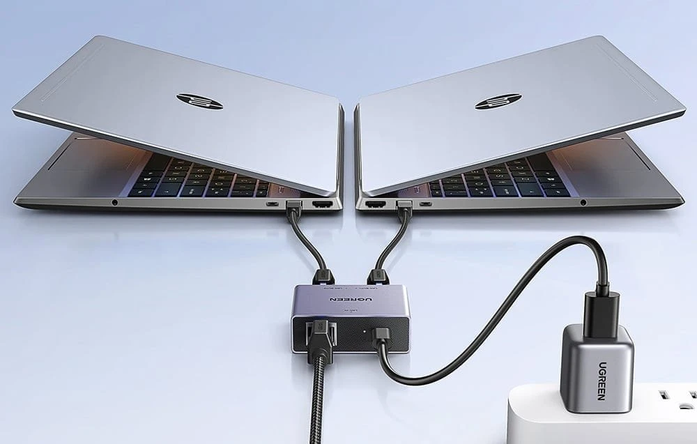 Ugreen Tinklo daliklis ekranuotas RJ45 -> 2xRJ45 (8P8C) Gigabit, pilkas