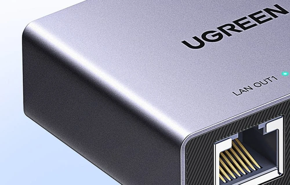 Ugreen Tinklo daliklis ekranuotas RJ45 -> 2xRJ45 (8P8C) Gigabit, pilkas