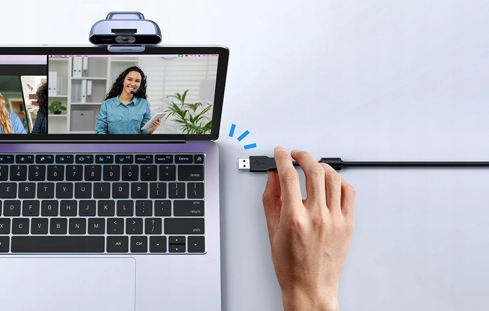 Ugreen Internetinė USB kamera FHD 2K su triukšmą slopinančiu mikrofonu, privatumo dangteliu