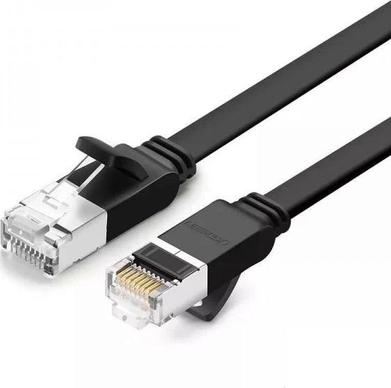 Ugreen plokščias kabelis Interneto tinklo kabelis Ethernet Patchcord RJ45 Cat 6 UTP 1000Mbps 1m Juodas (NW101 50184)