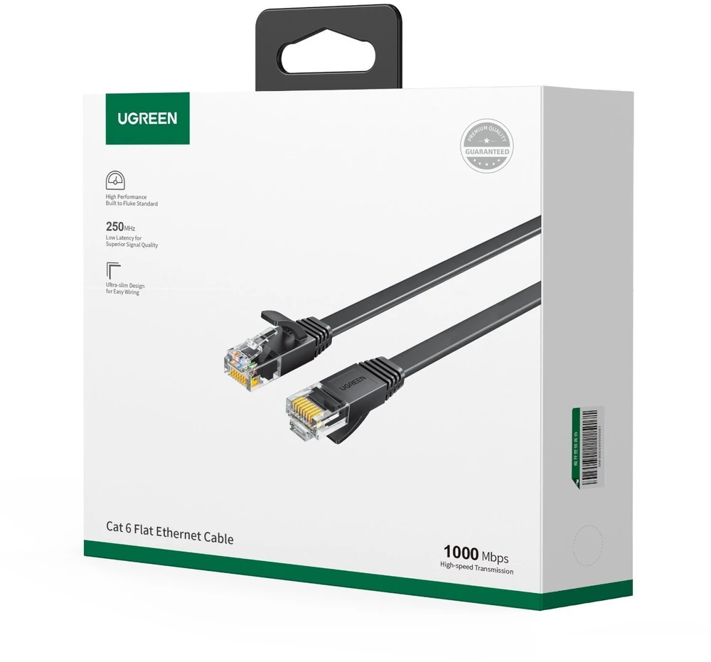 Kabelis RJ45 Ugreen NW102 Cat.6, 30m, płaski (juoda)