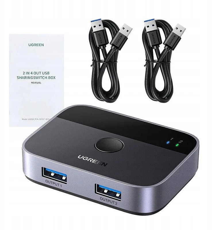 Jungiklis 2x USB-C į HDMI Ugreen AW502 2in1, 4K 60Hz