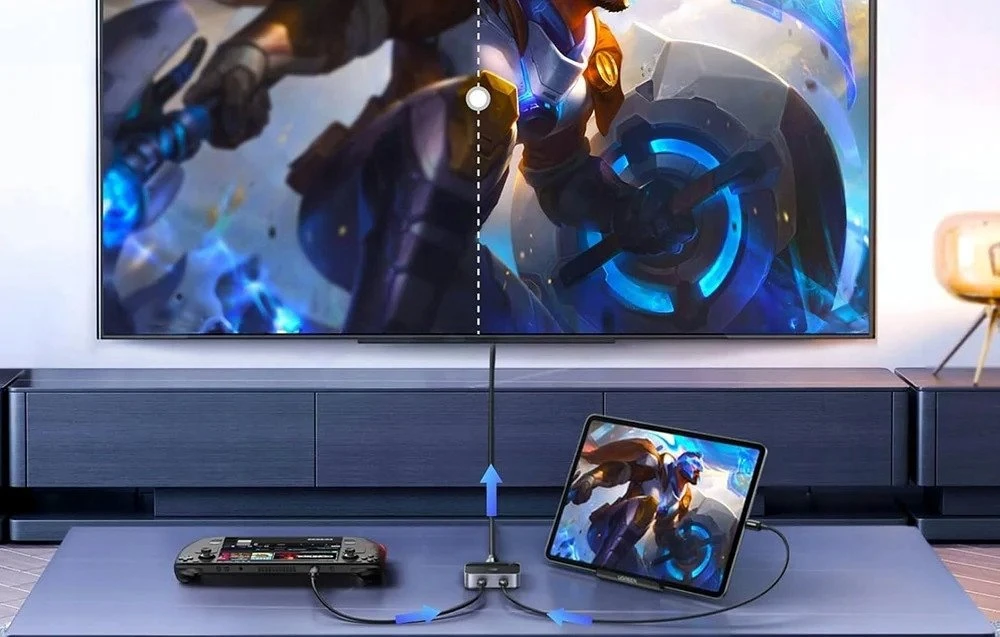 Jungiklis 2x USB-C į HDMI Ugreen AW502 2in1, 4K 60Hz