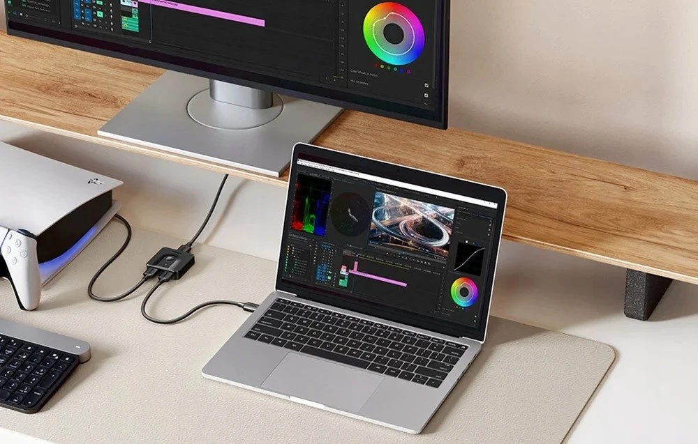 Jungiklis 2x USB-C į HDMI Ugreen AW502 2in1, 4K 60Hz