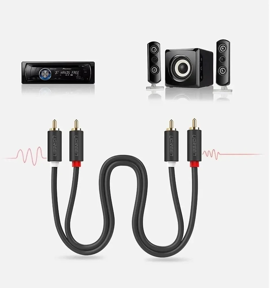 UGREEN AV104 2x RCA - 2x RCA kabelis 1m - Juodas