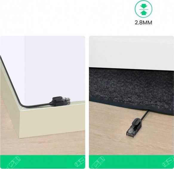 UGREEN NW122 Ethernet kabelis RJ45, Cat.6A, UTP, 1m (juodas)
