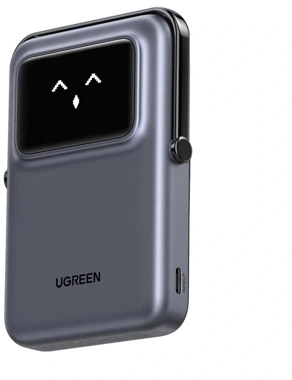 Powerbank magnetyczny 10000mAh Ugreen Uno PB572, Qi 7.5W (pilka)