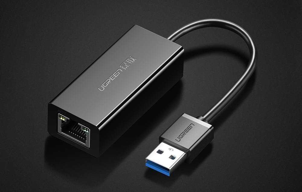 Adapteris sieciowy Ugreen CR111 USB 3.0 do RJ45, Gigabit Ethernet (juoda)