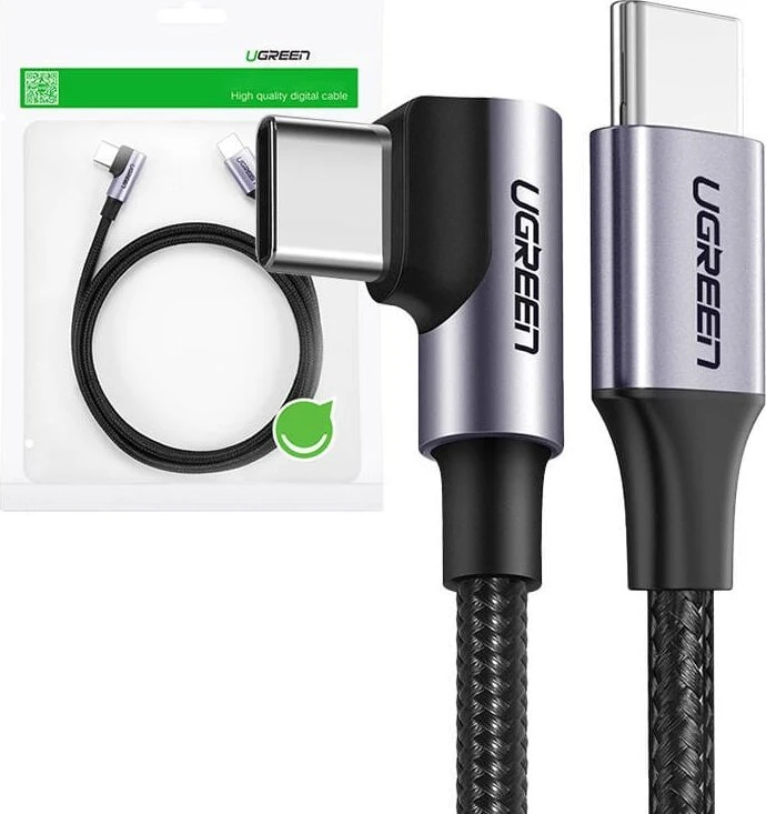 Kabelis USB-C do USB-C Ugreen US255, 3m, 60W, kątowy (juoda)