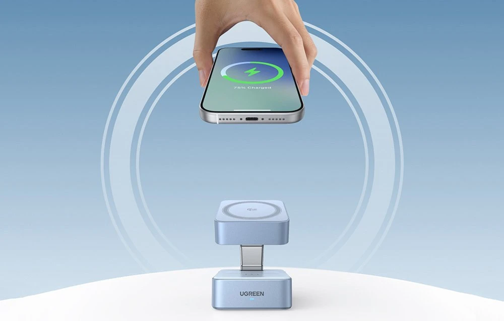 Ugreen Belaidis magnetinis įkroviklis MagFlow Qi2 Apple įrenginiams 25W
