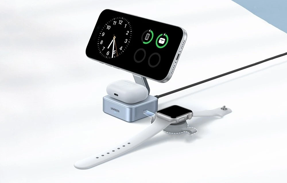 Ugreen Belaidis magnetinis įkroviklis MagFlow Qi2 Apple įrenginiams 25W