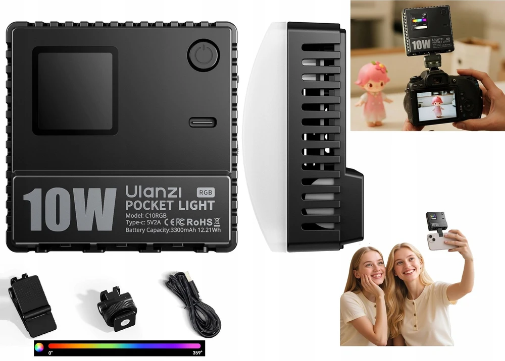 Apšvietimo įranga - Ulanzi U60 RGB LED lempa 2500-9000K 2500mAh