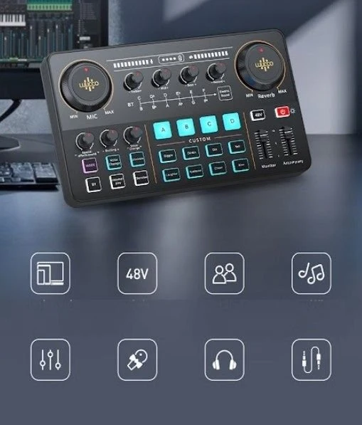 Ulanzi Konsolė Kontroler Transmisji Do Studia Maišytuvas Audio Streaming Podcast Vlog / Mi-2