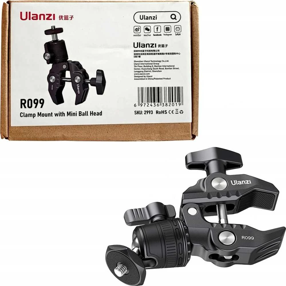 Objektyvas Laikiklis Ulanzi R099 Clamp su głowicą kulową